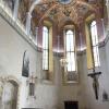 The inside of the chapel of Ljubljana Castle, where the ceiling is decorated with the family crest of the previous rulers of the castle