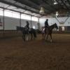 Practicing riding our horses