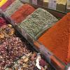 There are so many delicious and colorful spices at the marketplace.