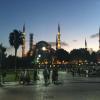 Hagia Sophia at night. This was built as a church in the Byzantine period and then turned into a mosque later on. Now the building is a beautiful museum.