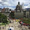 This is Plaza Botero, which displays some of Fernando Botero's famous sculptures