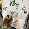 While in Pingxi, we decorated a paper lantern and watched it fly away