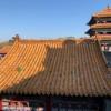 A close-up view of the roof on one of the temples