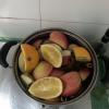 Julia and I made cider together using apples and oranges from the market