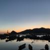 The sunset over the mountains in Dalian