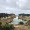 This is Loch Ard Gorge in Port Campbell National Park. A gorge is a narrow spot between two steep, rocky walls. There is usually water that flows through it. This gorge has the ocean flowing through it.