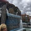 Water monument with Golden Inca Sun disc in Cusco 