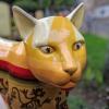 A close up of this one's painted face