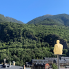 A photo taken from the top of Andorra’s government building, looking out on Andorra la Vella and at one of the Seven Poets of Andorra, each one representing a different parish 
