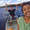 Shanti and I went to a cabin for Labor Day weekend, and we loved taking the rowboat and kayaks out on the lake!