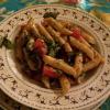 Homemade pasta with freshly picked vegetables