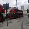 A red double-decker bus 