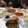 A shared Korean meal for dinner.