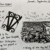 Here is a sketch I did of some of the decorations on the Eiffel Tower and a landscape drawing of the view from the top