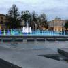 This is the main town square in Lublin where people gather to see the fountains, skateboard, walk and chat with community members