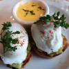 The meals on the menus at the Louvre's cafés are very elegant. Here is a picture of Eggs Benedict.