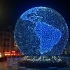 A giant globe in Centre Ville saying "Joyeux Noël" or Mery Christmas