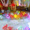 Flowers are offered to the goddess Durga during Dashain