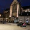 An old/new Church museum with hundreds of pigeons outside its door each day