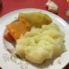 Side dishes often include boiled potatoes, sweet potatoes or pumpkin (May 2018)