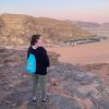 My friend looking out over the campsites in Wadi Rum