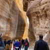 When first entering Petra, there is a mile long walk through a narrow gully