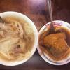 Traditional Taiwanese dish: Thick soup (left) with rice and meat zongzi (right) 