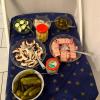 Here we have some toppings to make Raclette; my favorite combination was mushrooms, bacon, cheese and some potato pieces!