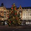 Holiday decorations light up the city