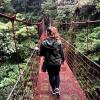 Hiking across bridges in the highly elevated park