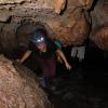 We wore helmets with flashlights attached to them to see in the very dark caves.