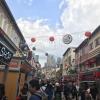 A crowded street in Chinatown