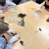 Back in the lab, the students looked closely through the organic material for what is unnatural