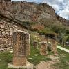 Stone carvings of crosses are located all around the church