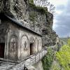 Mgvimevi Monastery is built in a cave on a mountainside 