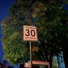 A speed limit sign; it is in kilometers, not in miles!