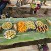 Lots of yummy fruit with our homemade chocolate sauce... can you pick out which is the cacao fruit?