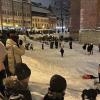 After the tree was illuminated, the Riga Christmas market officially opened up, and the younger students celebrated by having a snowball fight and sledding