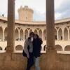 My sister and I posing at the beautiful Bellver Castle in Mallorca