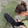 Petting a stray puppy!