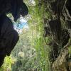 Coming out of the cave on a boat