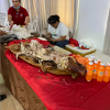 At these parties, there are special Filipino foods like "lechon", or roasted pig