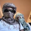 My friends and I put on our head scarves and glasses, ready for the Sahara Desert!