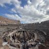Inside of the Colosseum, this area is called the arena, where gladiatorial combats and other events took place. All of the tunnels below the arena are where they used to keep enslaved persons, fighters and animals before they entered the arena