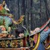 A small temple doubles as a monkey playground in the Alishan mountains
