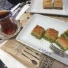 One of the most popular desserts in Turkey is baklava. It's made from thin crispy dough, nuts, honey, and pistachio.