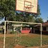The basketball hoop at the church where I host my camp