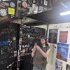 Underneath the Hard Wax record store with my friend from school