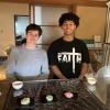 Me and a friend at tea time with my host mom