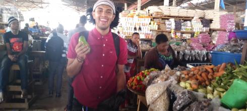 Getting avocados at the local market